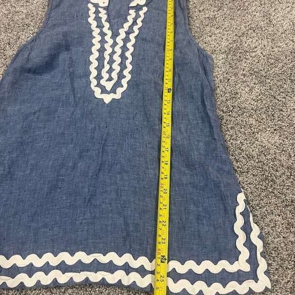 Charter Club 100% Linen Light Chambray Sleeveless Embroidered Tunic Top Size P/S - Picture 6 of 10